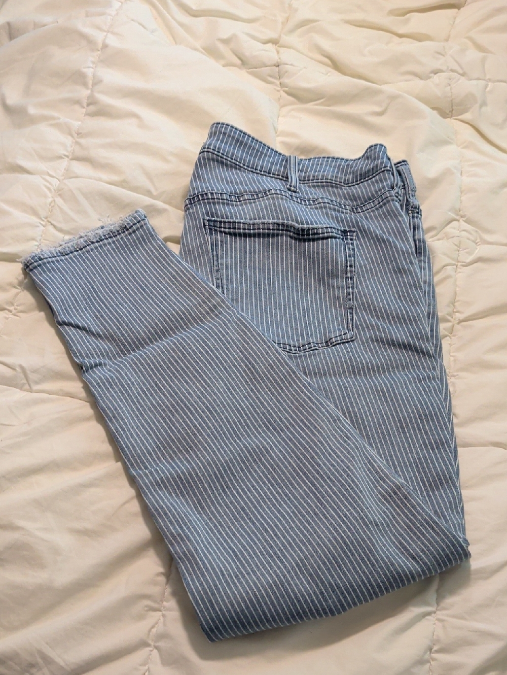 Striped Light Blue Denim Jeans